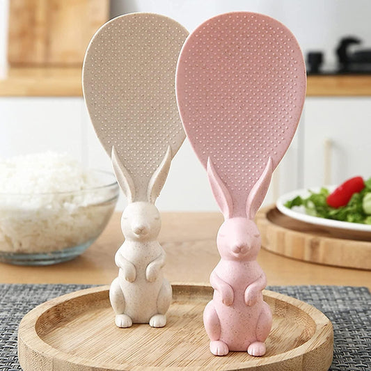 Rabbit Standing Non-Stick  Rice Spoon,Vertical Kitchen Serving Spoon (Pack of 2)